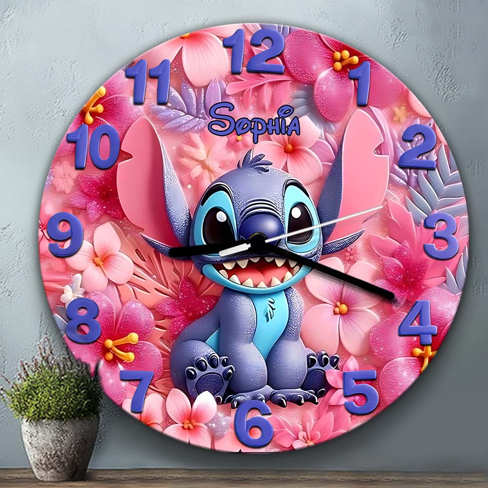 Floral Ohana - Personalized Ohana Wall Clock