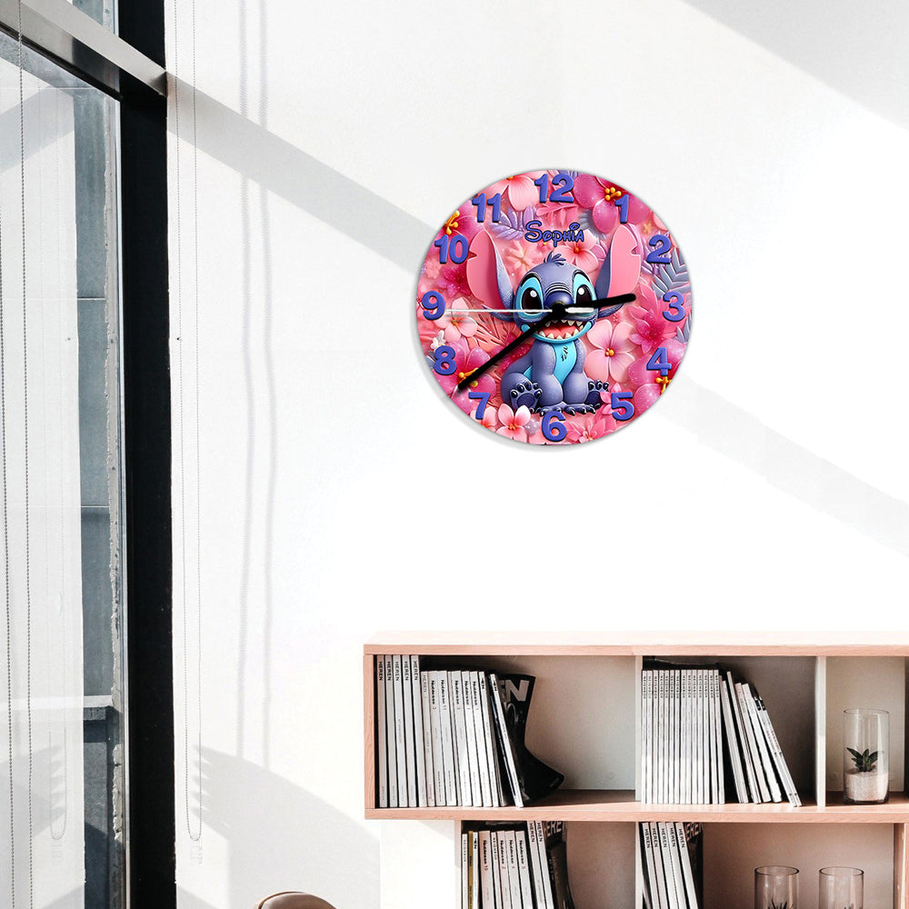 Floral Ohana - Personalized Ohana Wall Clock