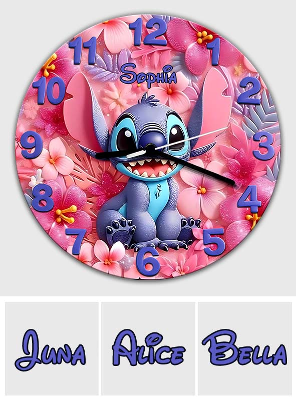 Floral Ohana - Personalized Ohana Wall Clock