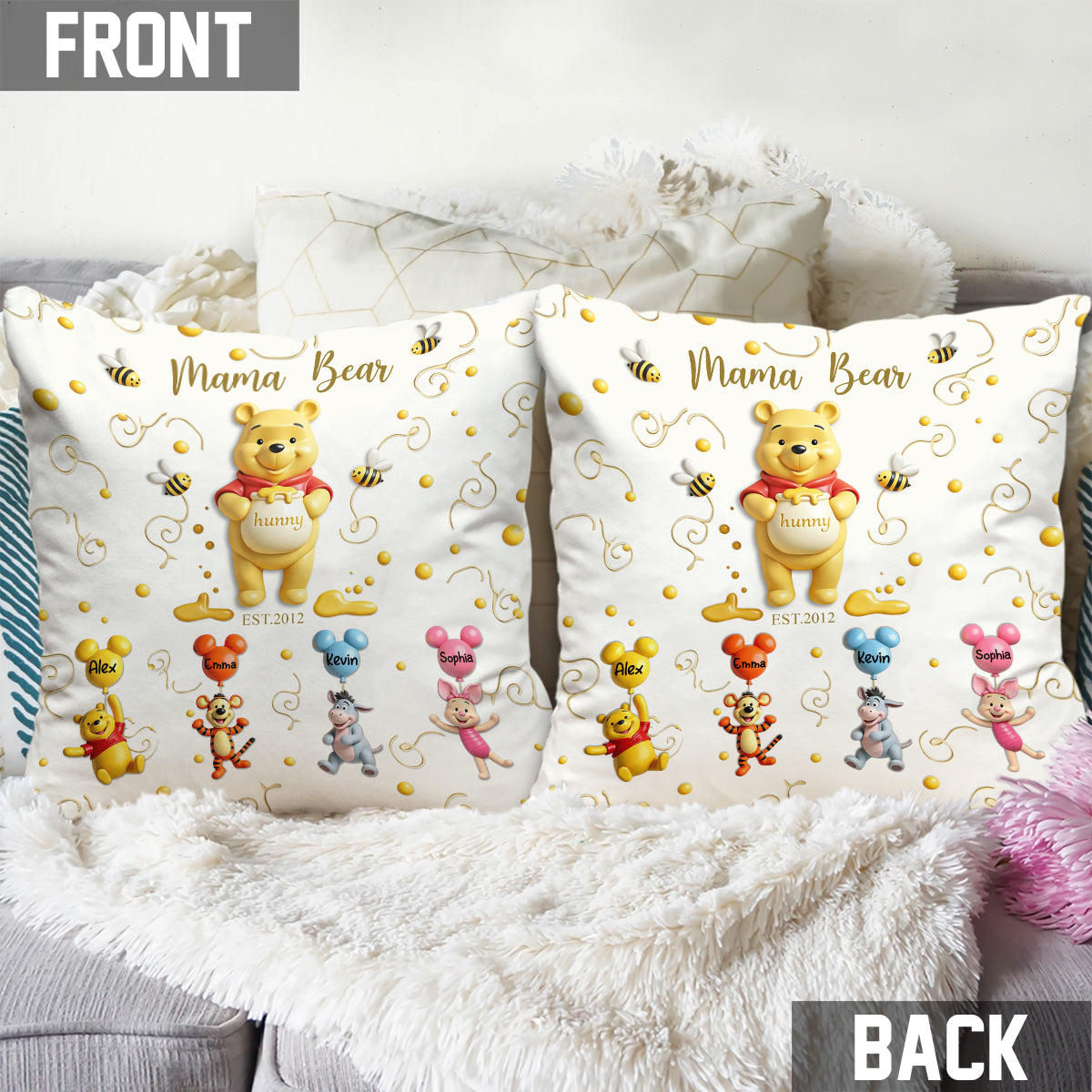 Mama Bear - Personalized Mouse Throw Pillow