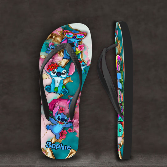 Ohana Tropical Colorful Leopard - Personalized Ohana Flip Flops