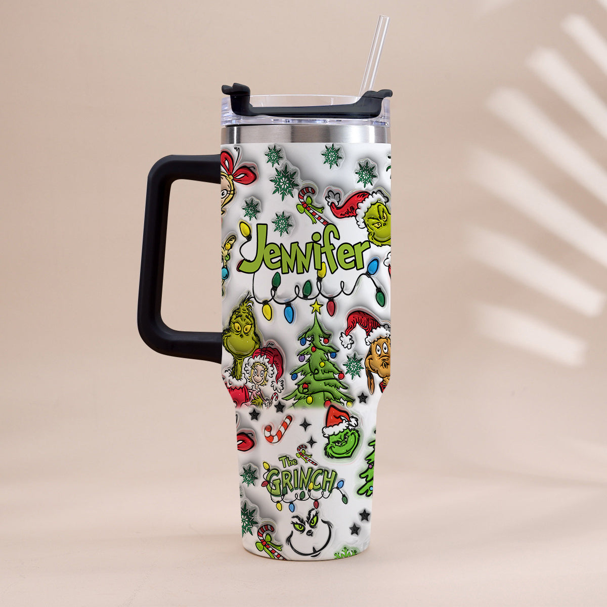 Any Name - Personalized Stole Christmas Tumbler With Handle