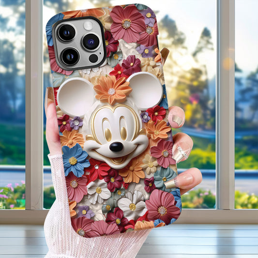 3D Effect Floral Mouse Full Print Phone Case