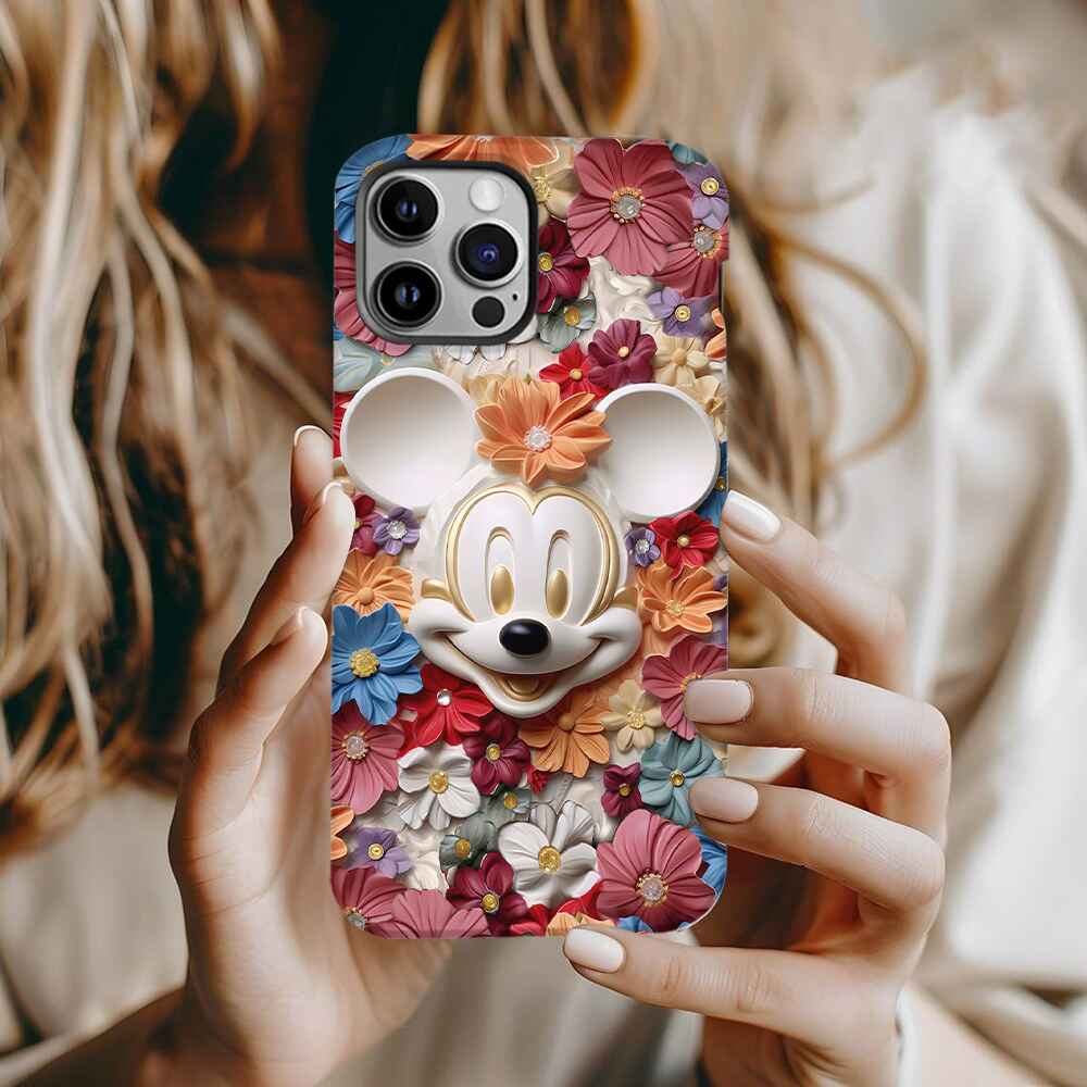 3D Effect Floral Mouse Full Print Phone Case