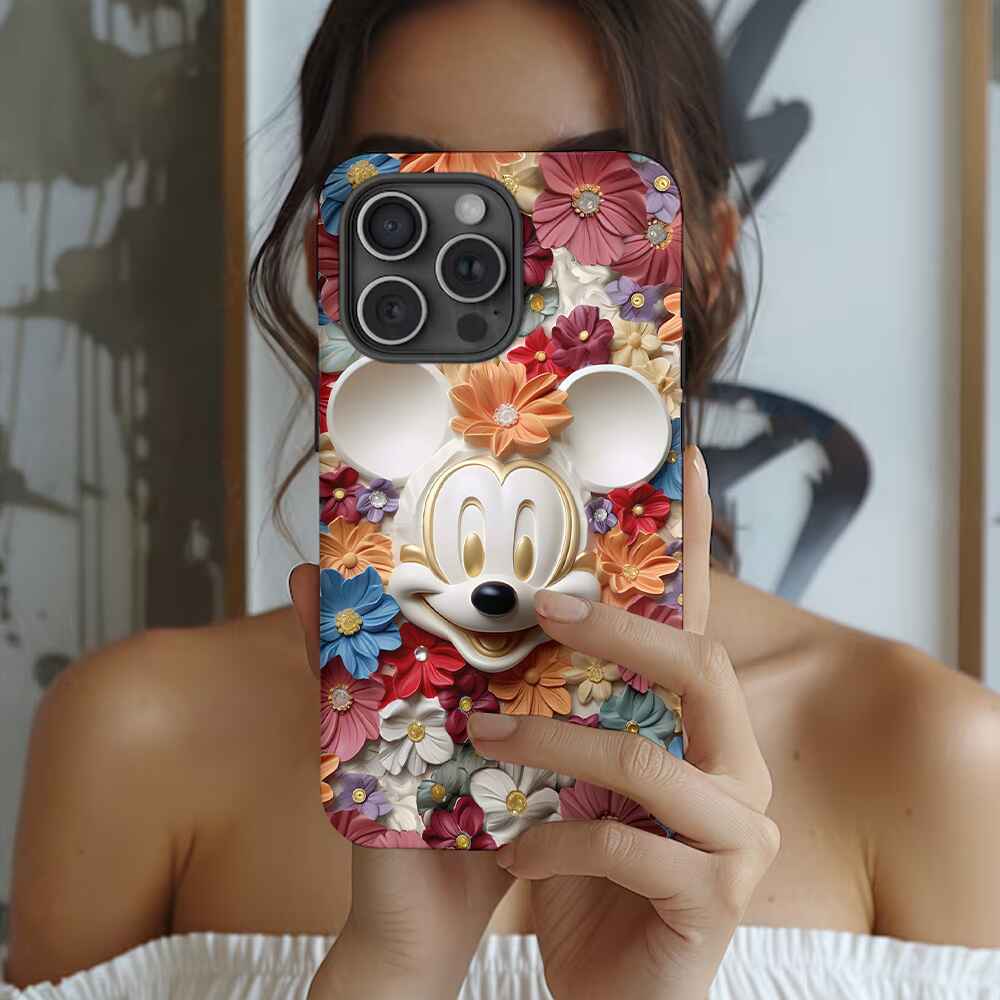 3D Effect Floral Mouse Full Print Phone Case