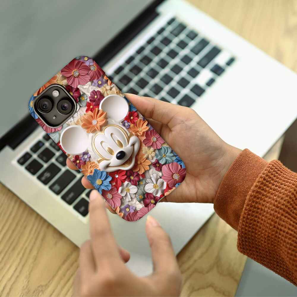 3D Effect Floral Mouse Full Print Phone Case