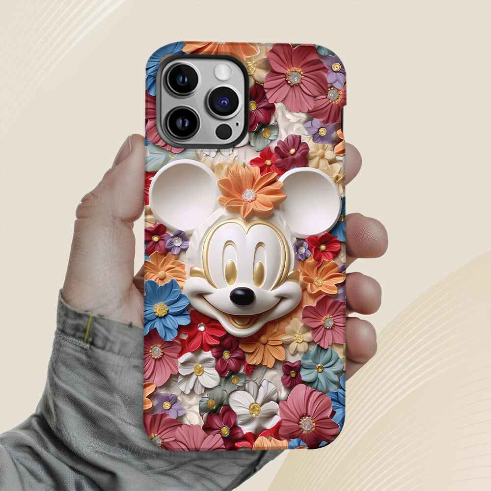 3D Effect Floral Mouse Full Print Phone Case
