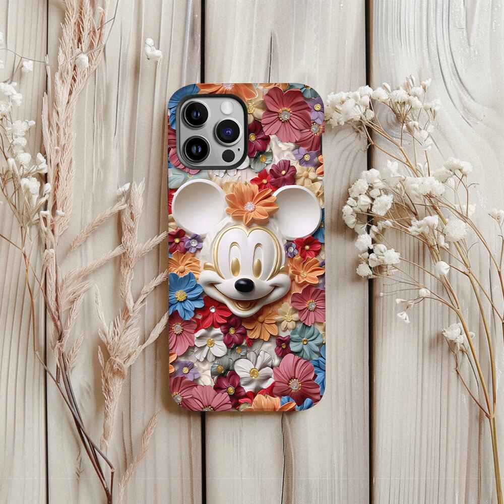 3D Effect Floral Mouse Full Print Phone Case