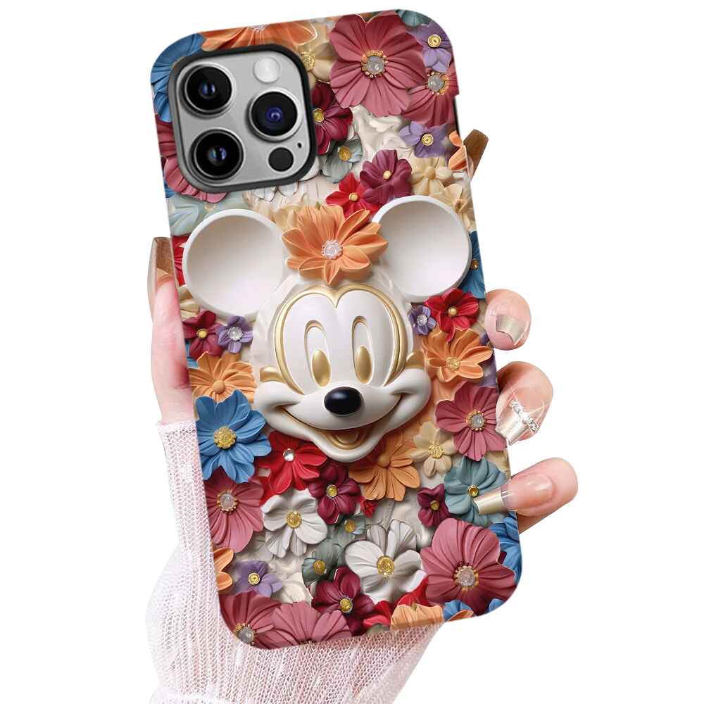 3D Effect Floral Mouse Full Print Phone Case