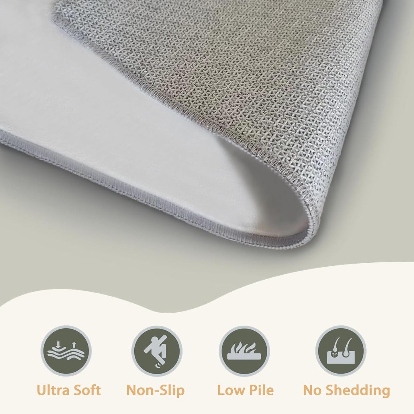 800 GSM Velvet-Soft Area Rug – Thick Cushioned Memory Foam Core, Non-Slip TPR Backing