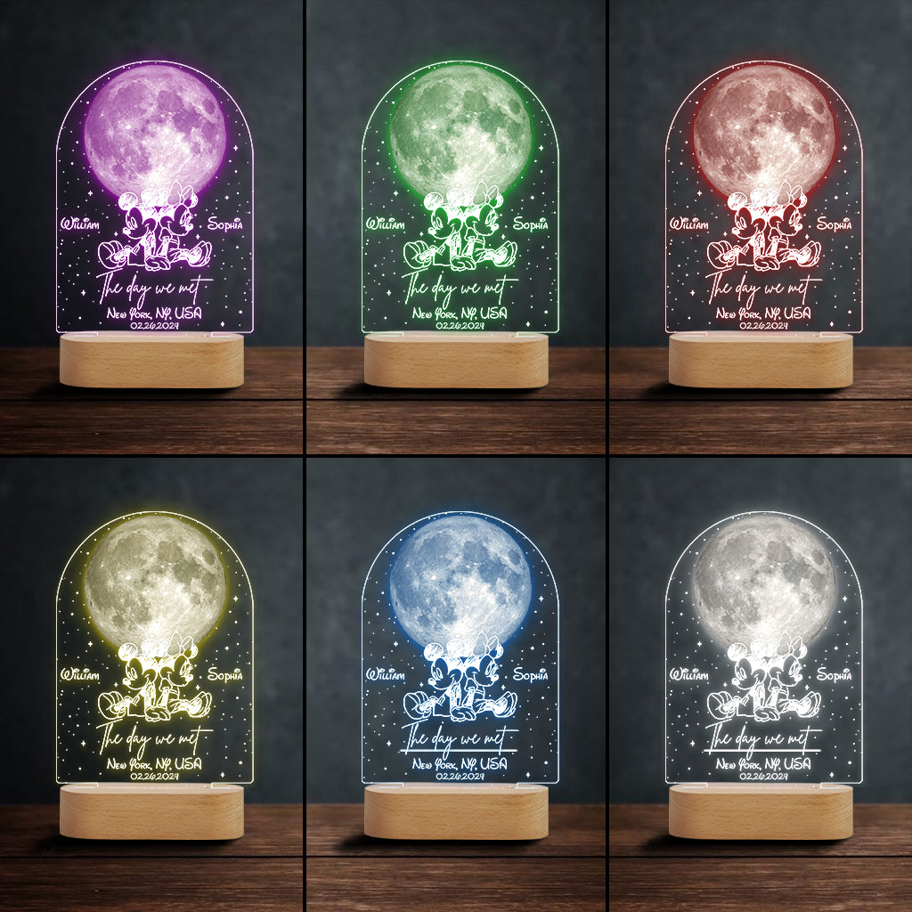 The Night We Met - Personalized Mouse Couple Shaped Plaque Light Base