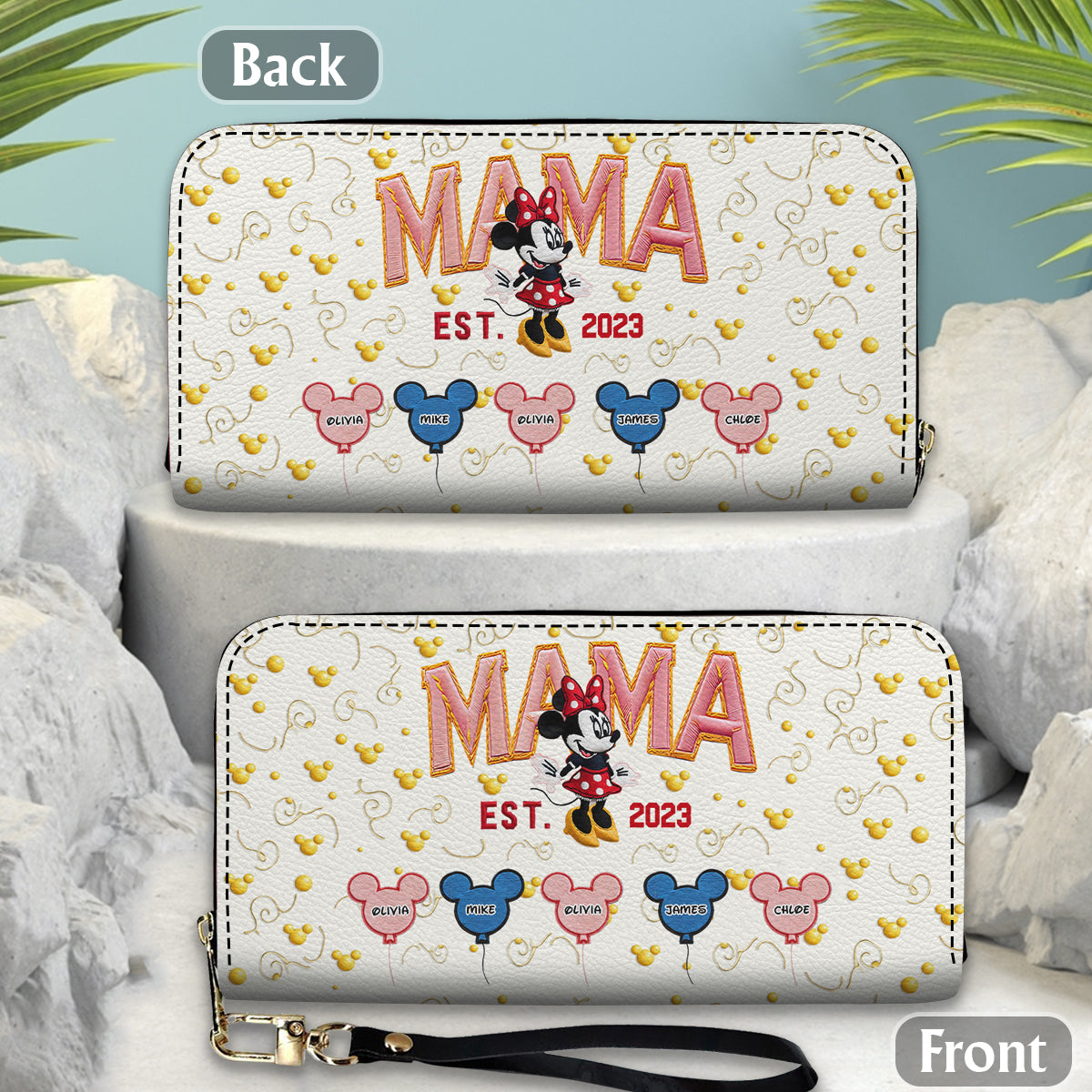 Magic Mom - Personalized Mouse Leather Long Wallet