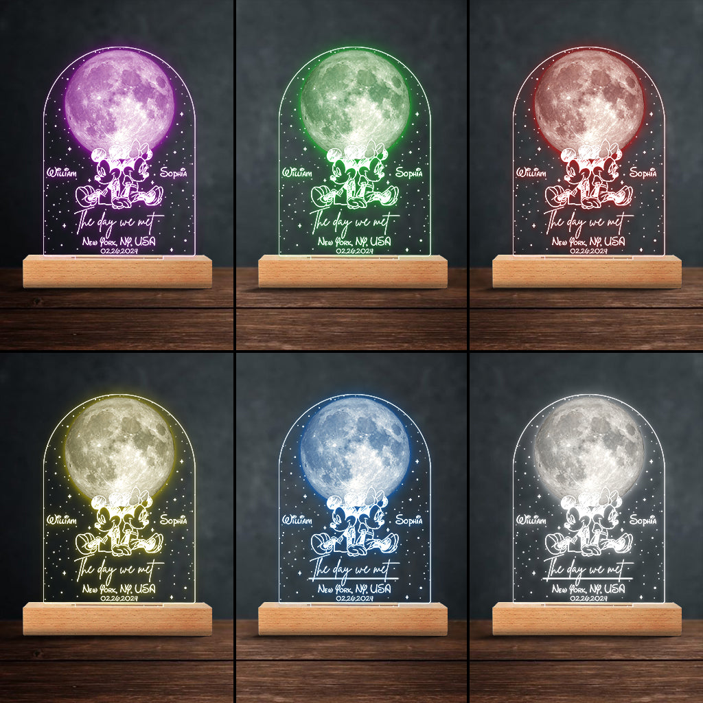 The Night We Met - Personalized Mouse Couple Shaped Plaque Light Base