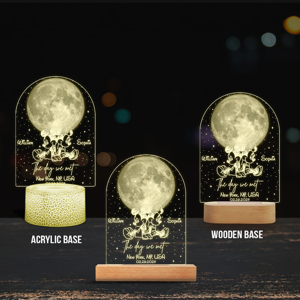 The Night We Met - Personalized Mouse Couple Shaped Plaque Light Base