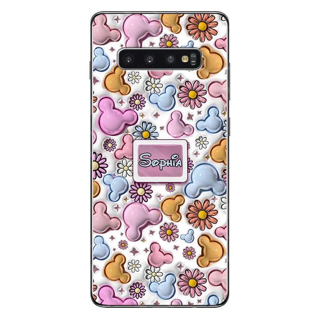 Cute Mouse Ears Floral Style - Personalized Mouse Clear Phone Case