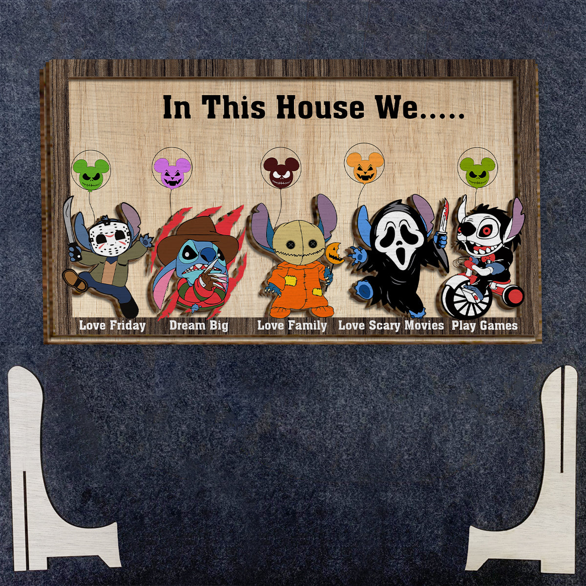 hlw A01 In This House - Personalized Ohana 2 Layered Wood Sign / Wood Plaque