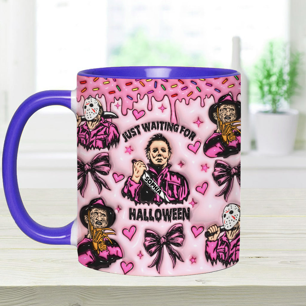 Just Waiting For The Halloween - Personalized Accent Mug