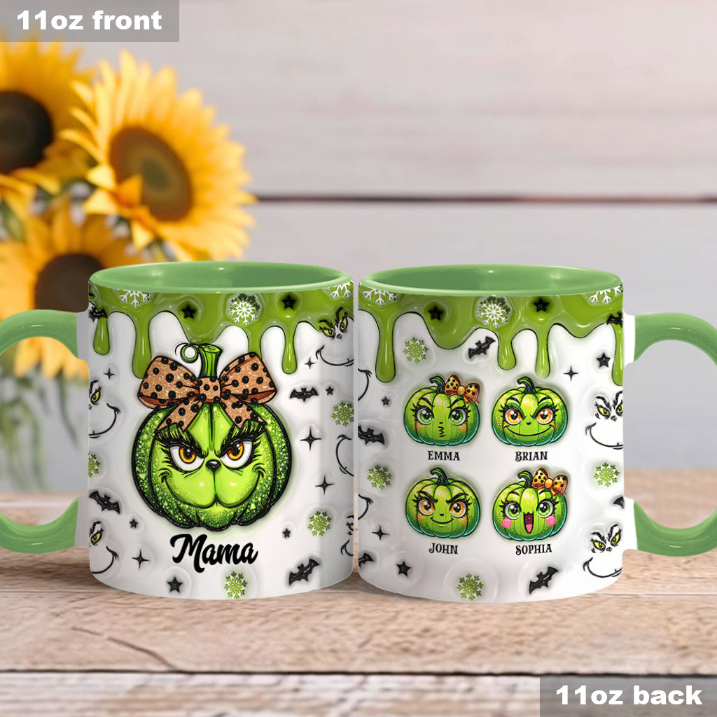 Grinchy Mama/Grandma - Personalized Grandma Accent Mug
