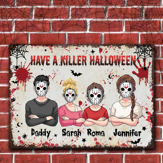 Halloween Horror Family - Personalized Family Rectangle Metal Sign