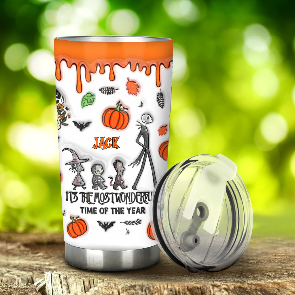 It's The Most Beautiful Time Autumn Skeleton - Personalized Nightmare Tumbler