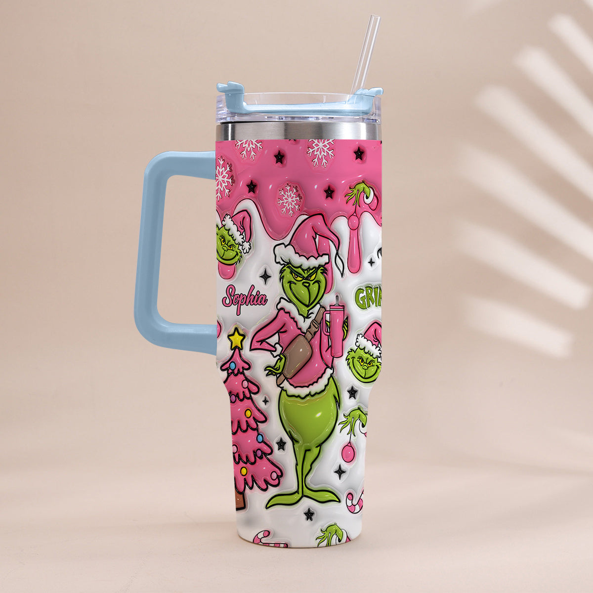 Merry Grinchmas - Personalized Stole Christmas Tumbler With Handle