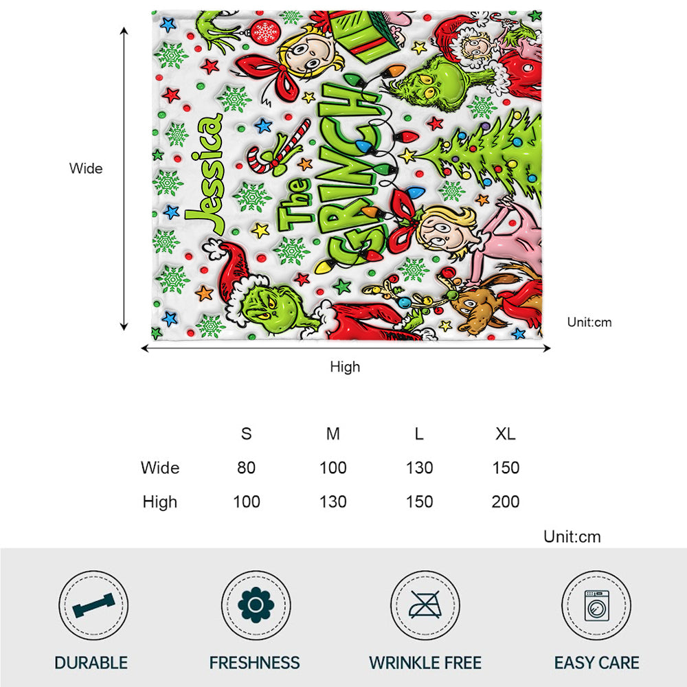 Merry Grinchmas - Personalized Stole Christmas Blanket