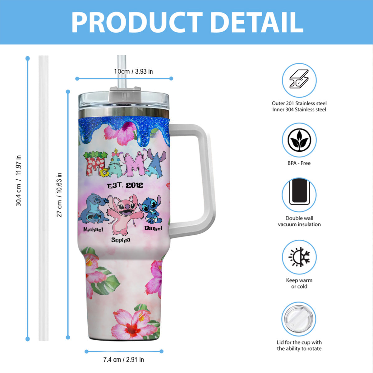 Ohana - Personalized Ohana Tumbler With Handle