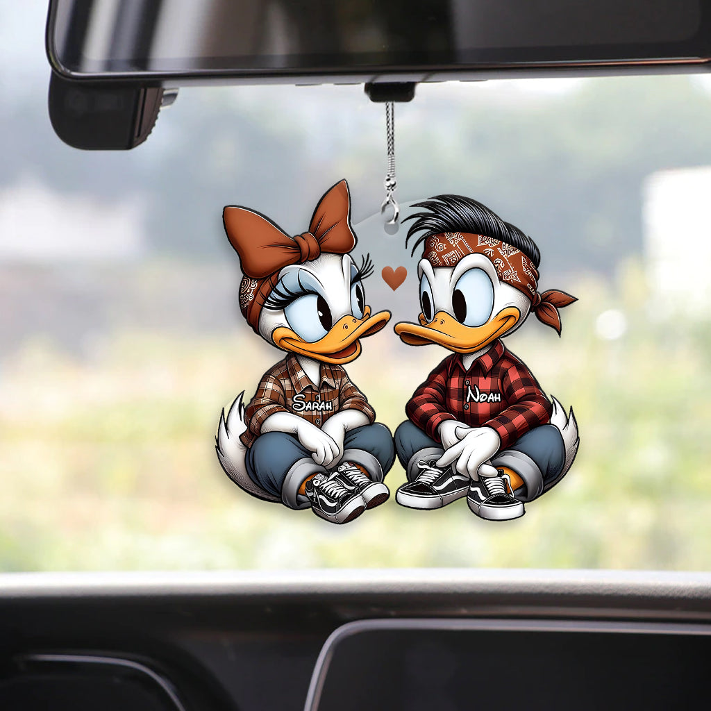 Chicano Duck Couple - Personalized Mouse Transparent Car Ornament