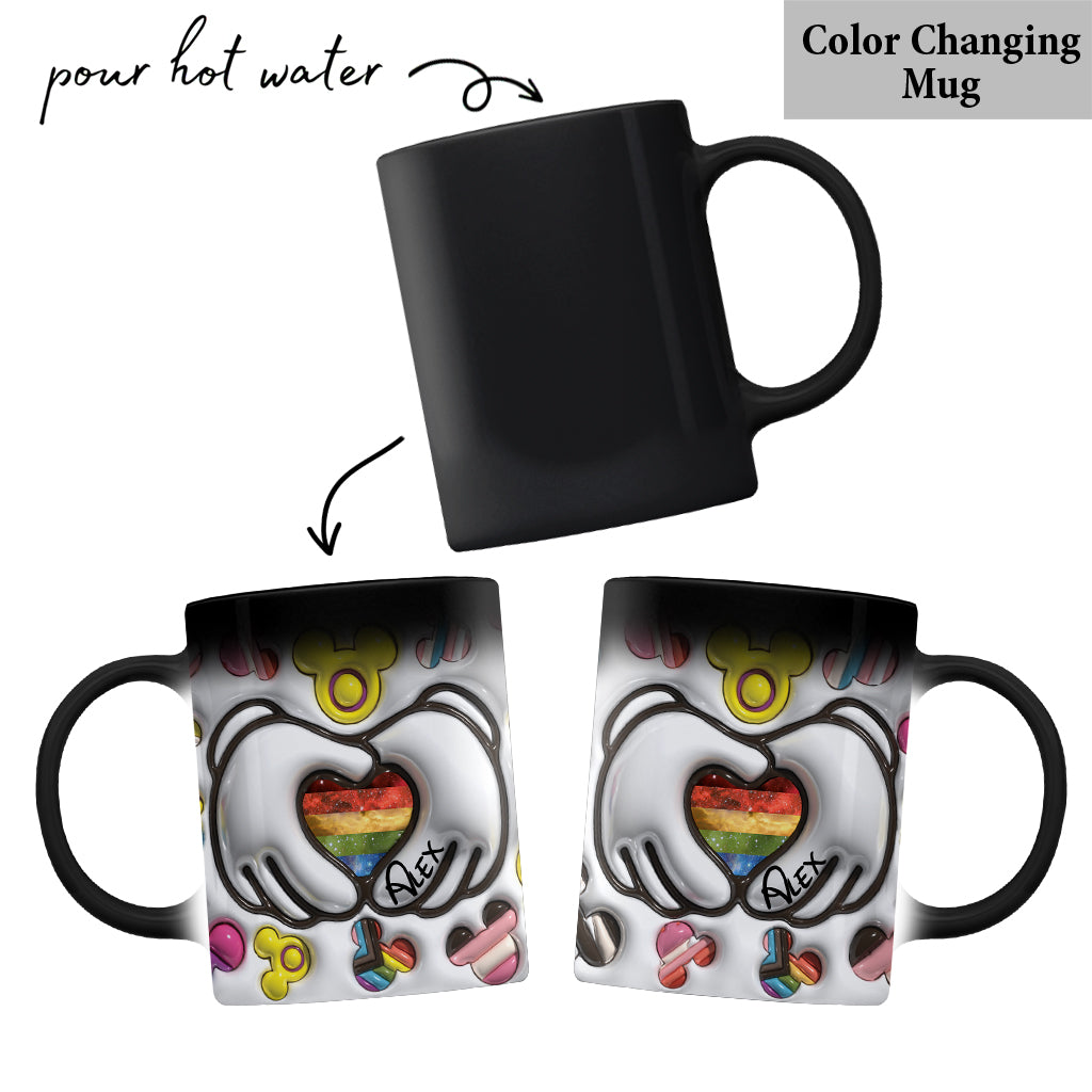 Love Is Love Mouse Hands Custom Pride Flag - Personalized LGBT Support Mug