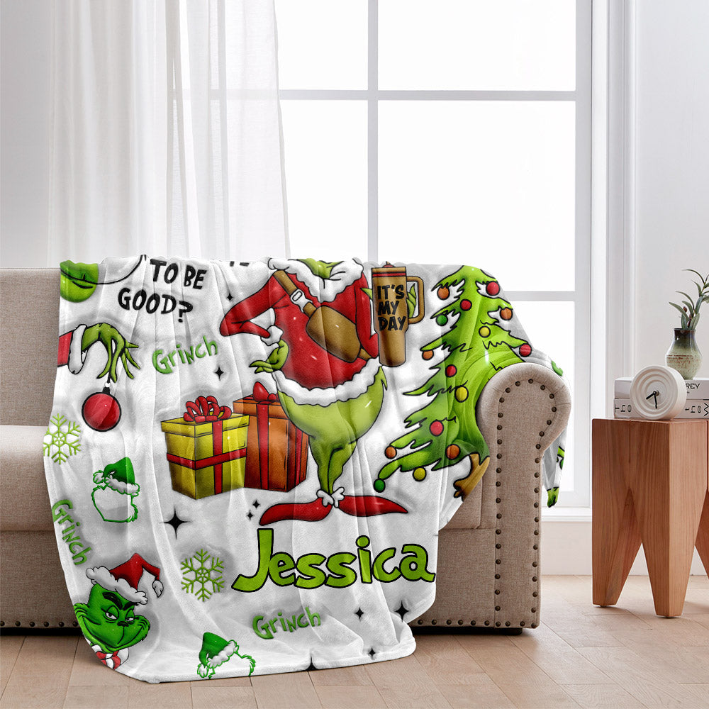Merry Grinchmas - Personalized Stole Christmas Blanket