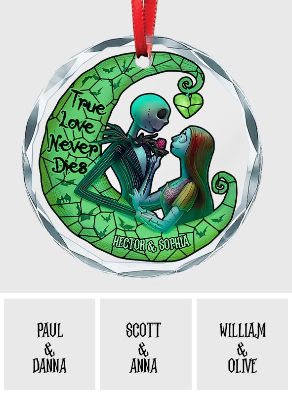 True Love Never Dies - Personalized Nightmare Round Shaped Glass Ornament