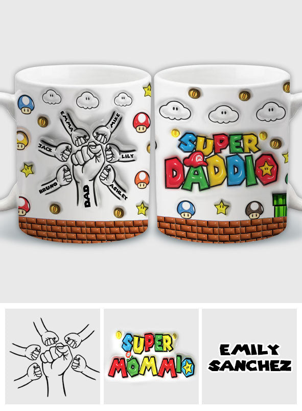 Super Daddio Mommio Baby Mushroom - Personalized Super Plumber Mug