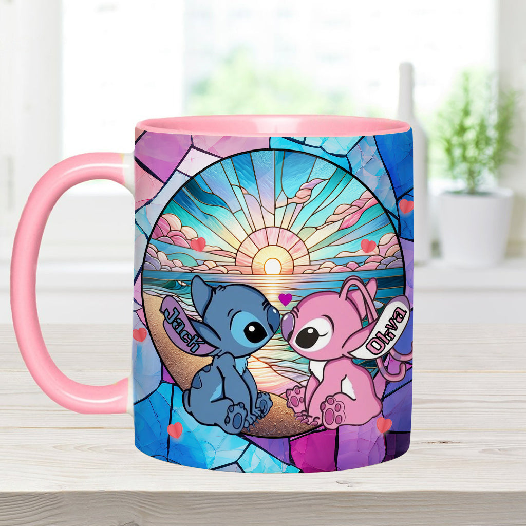 Sunrise On The Beach Build The Life We Love - Personalized Ohana Accent Mug
