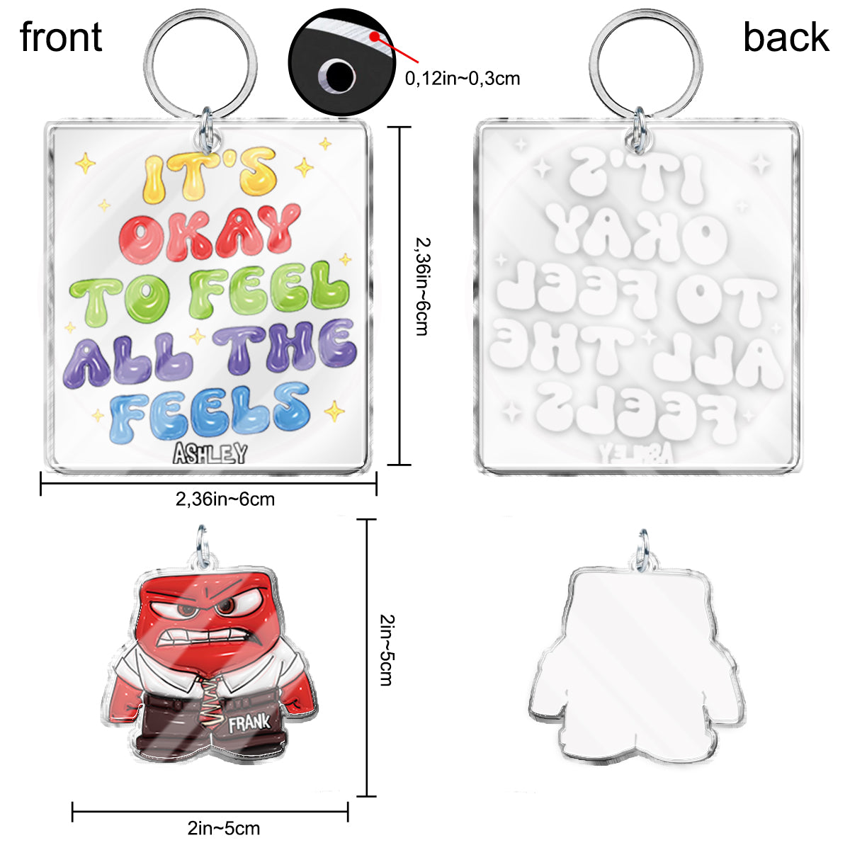 It's Okay To Feel All The Feels - Personalized Keychain with Charms