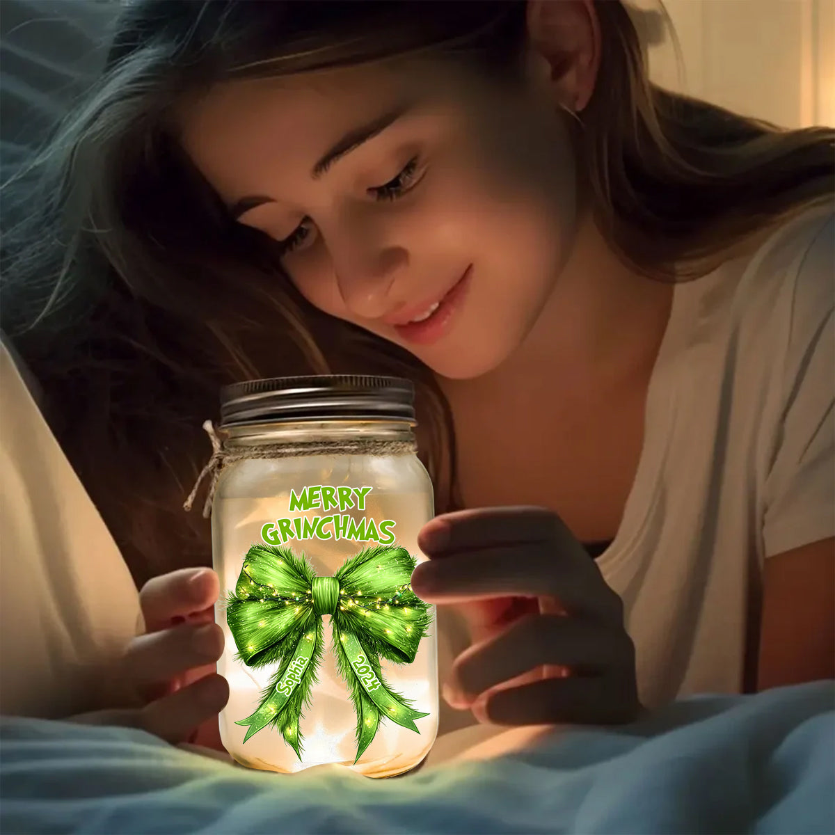 Feeling Extra Grinchy Today - Personalized Stole Christmas Mason Jar Light