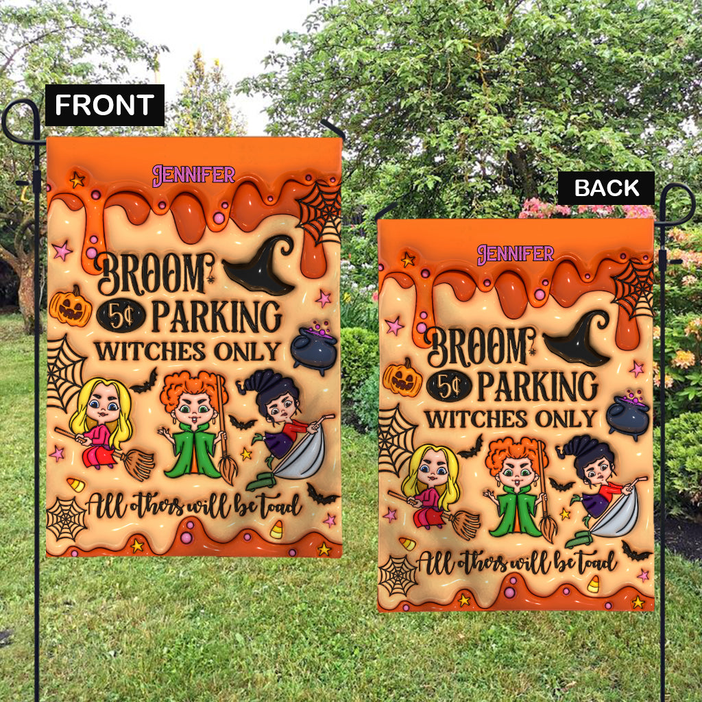 Broom Parking Witches Only - Personalized Three Witches Garden Flag