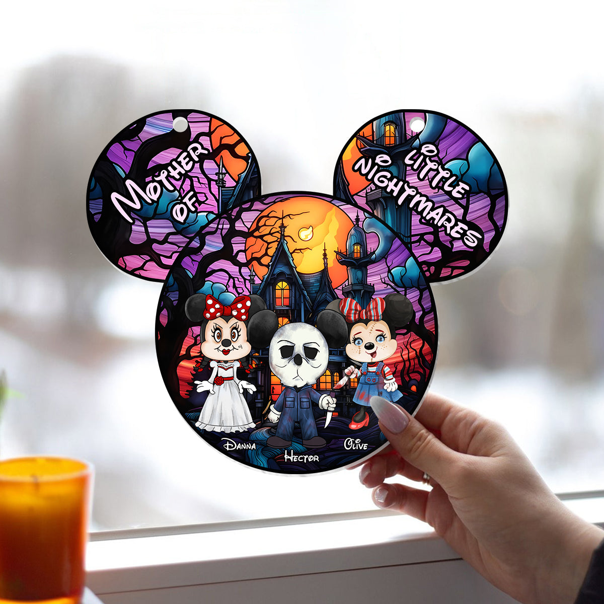 Grandma Of Little Nightmares - Personalized Grandma Window Hanging Suncatcher Ornament