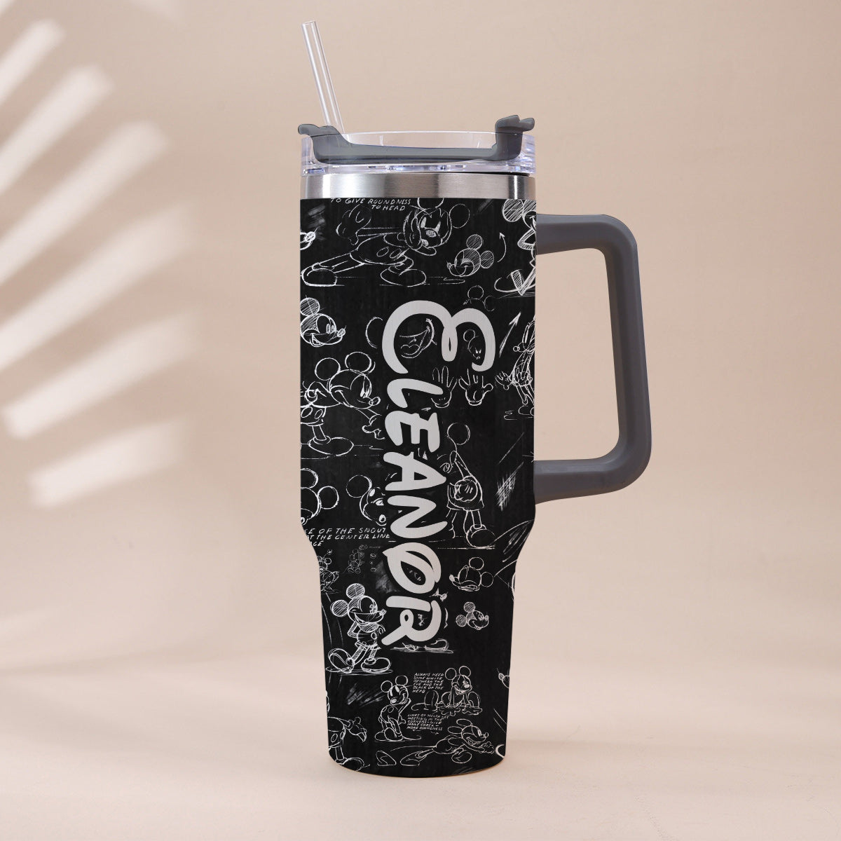 Black And White Mouse - Personalized Mouse Tumbler With Handle