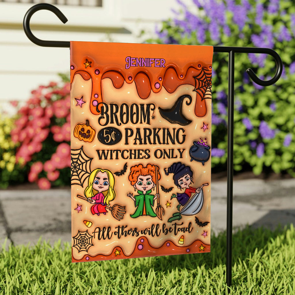 Broom Parking Witches Only - Personalized Three Witches Garden Flag