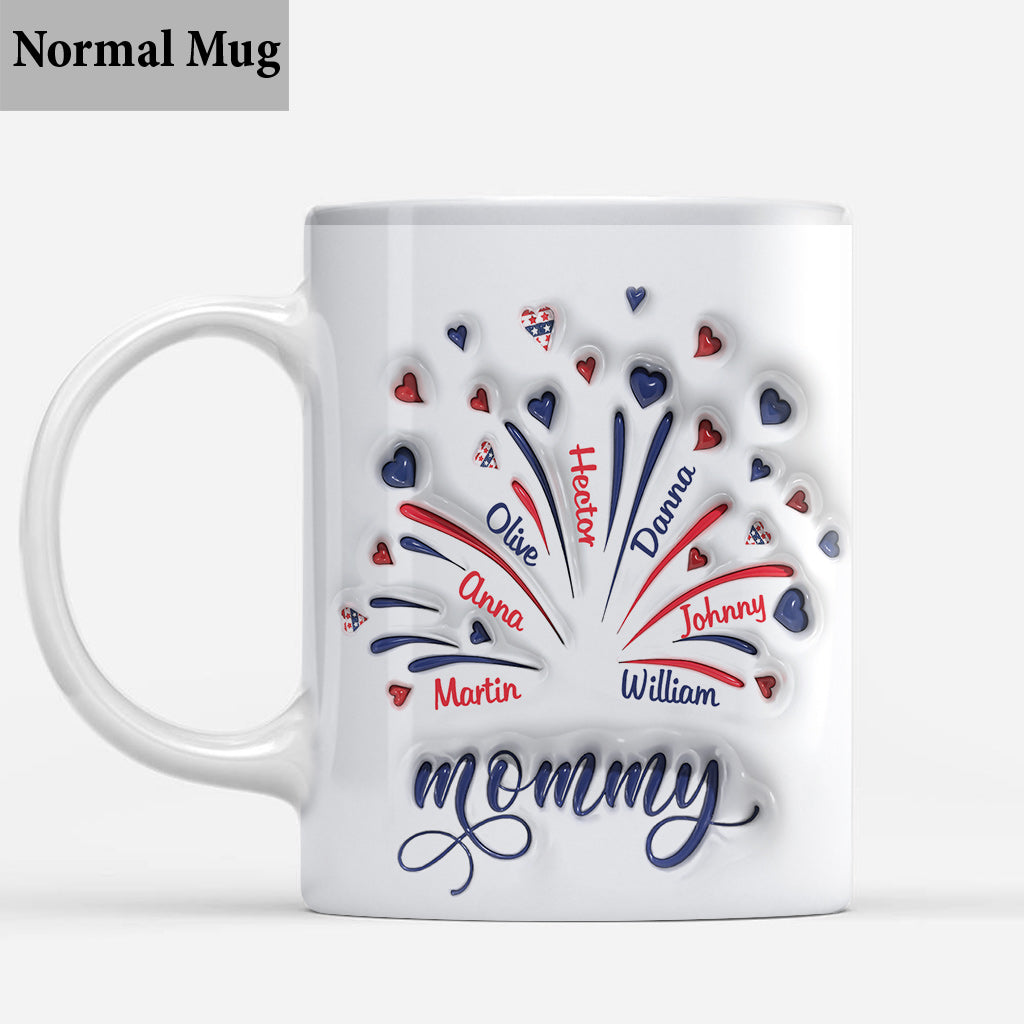 Firework America Flag - Personalized Mother Mug