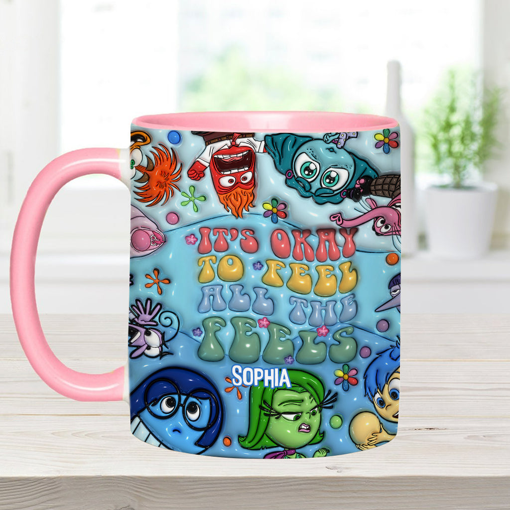 It's Okay To Feel All The Feels - Personalized Accent Mug
