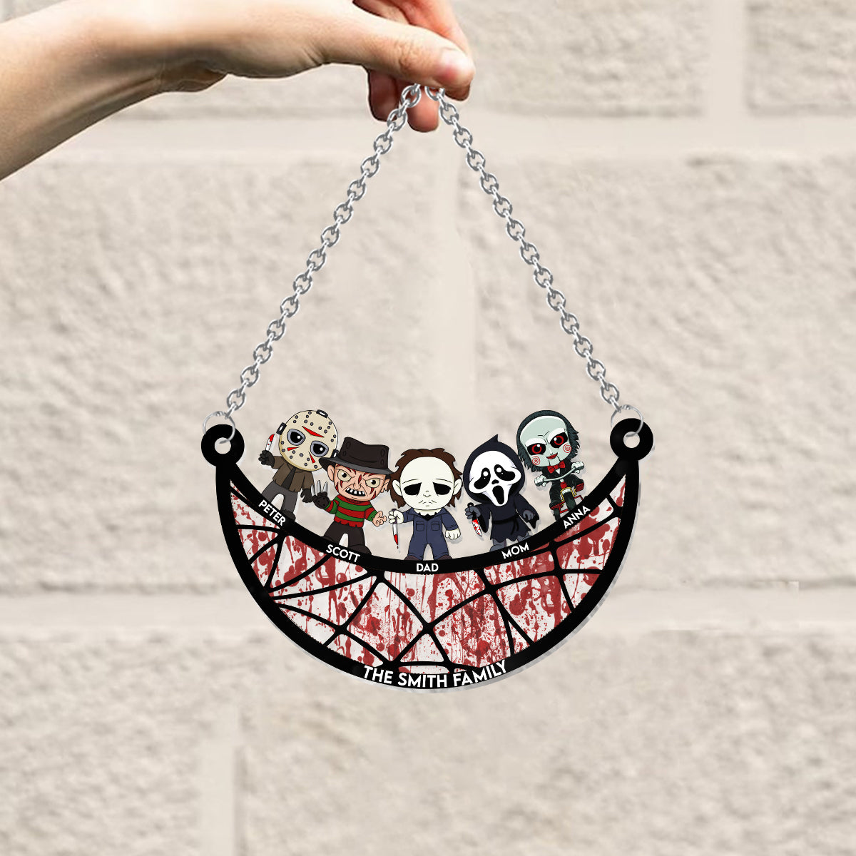 In This House We Love Scary Movies - Personalized Window Hanging Suncatcher Ornament