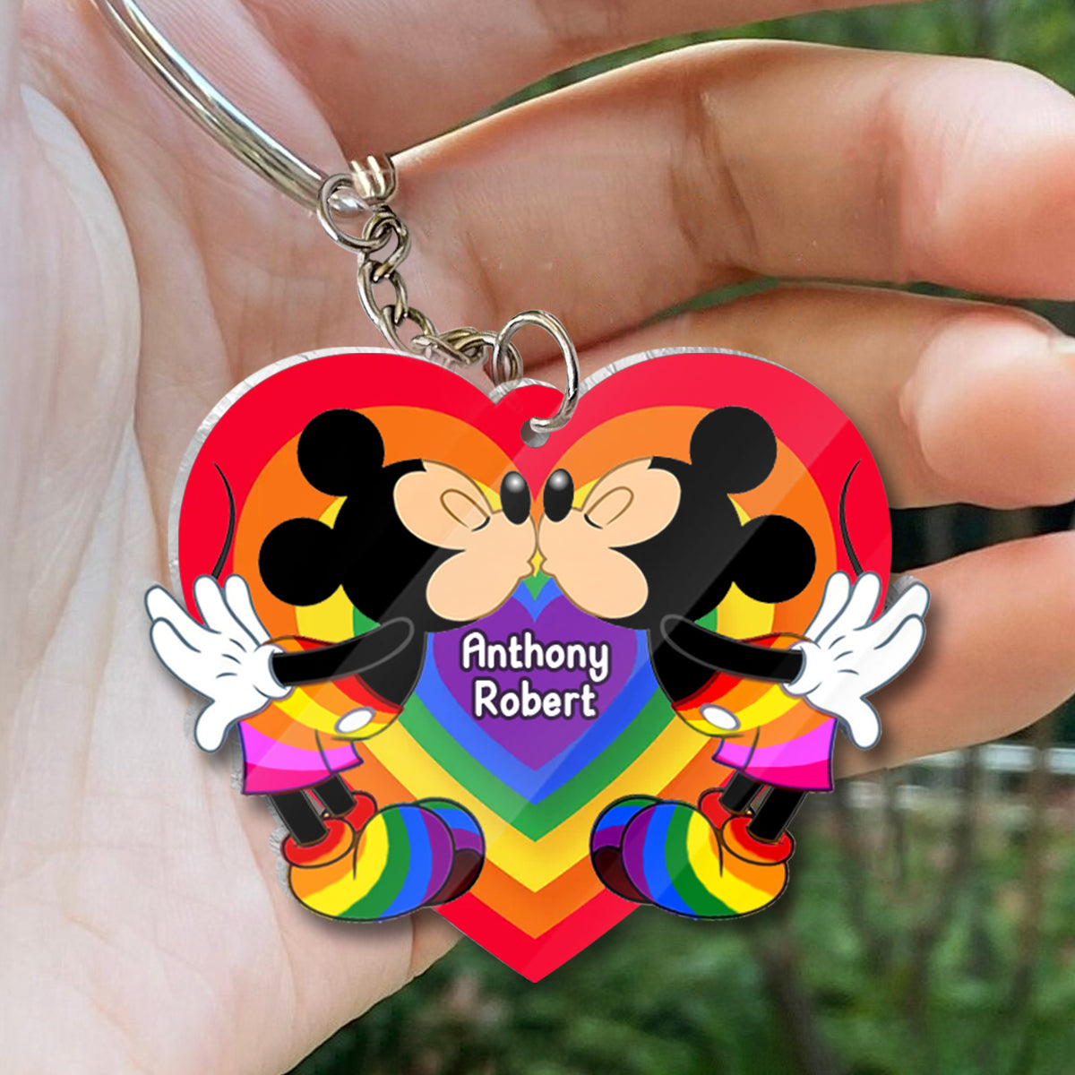 Love Is Love Mouse Couple - Personalized LGBT Support Transparent Keychain