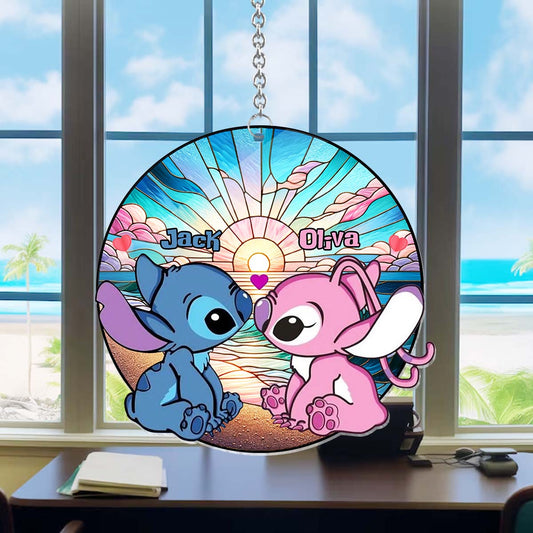 Sunrise On The Beach Build The Life We Love - Personalized Ohana Window Hanging Suncatcher Ornament