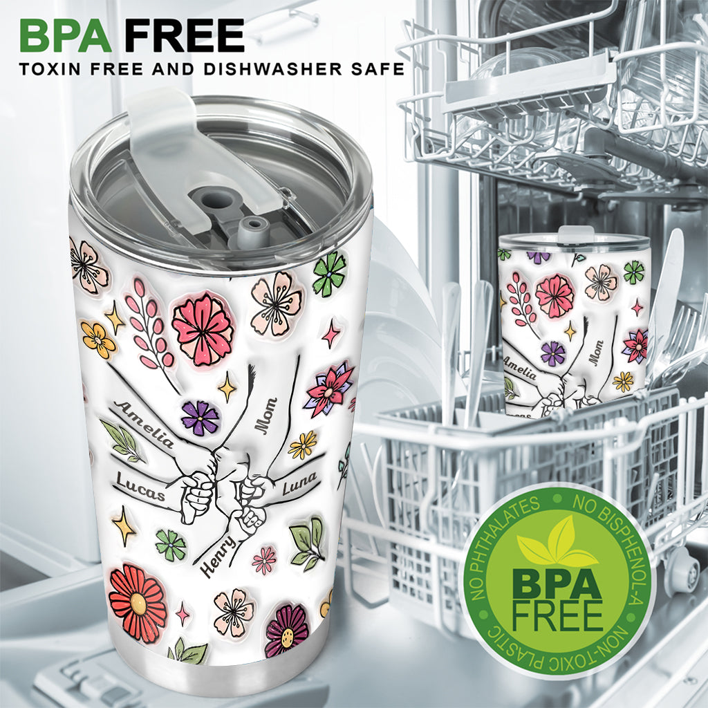 Spring Flower Holding Hands Nana Mom - Personalized Mother Tumbler