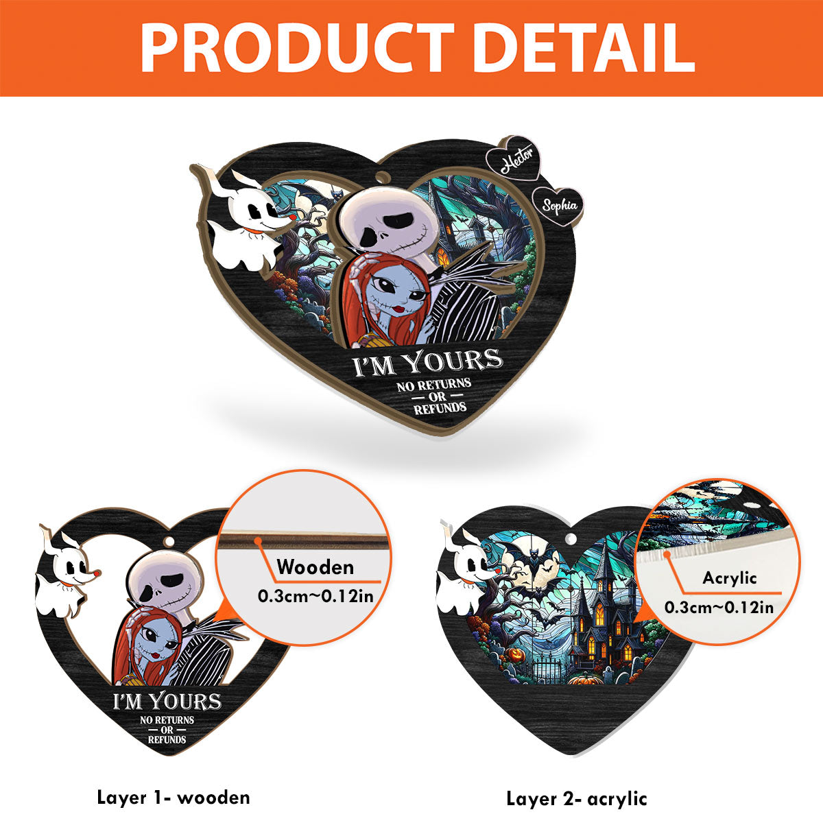 I'm Yours - Personalized Nightmare 2 Layered Window Hanging Suncatcher