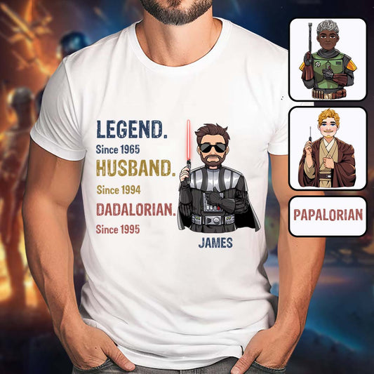 Legend Husband Dadalorian Papalorian - Personalized The Force T-shirt And Hoodie