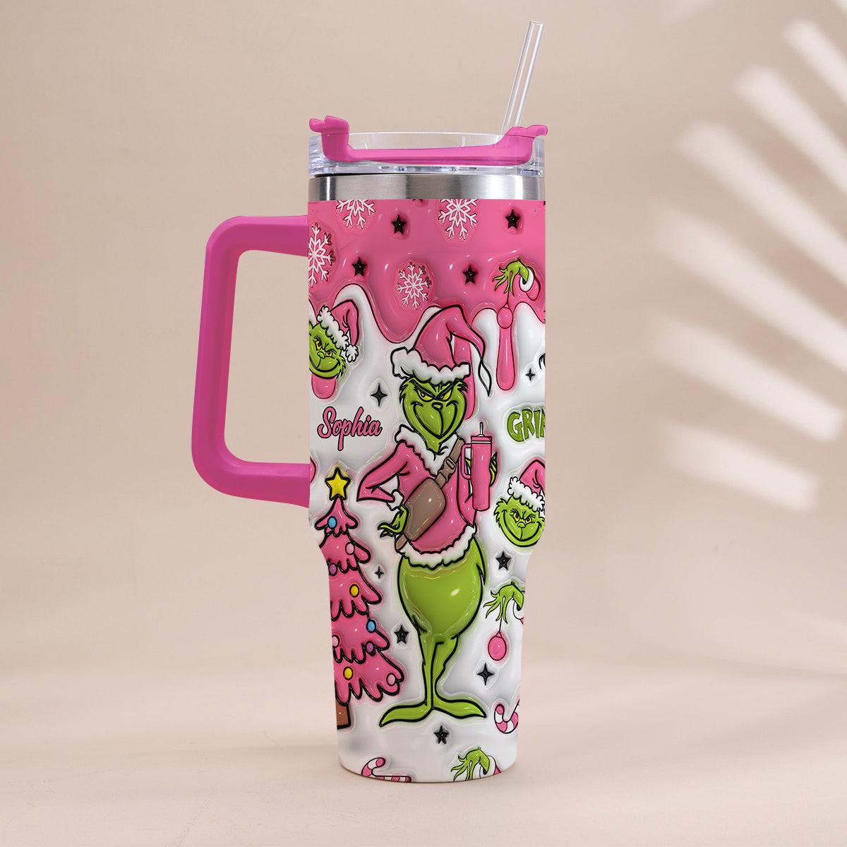 Merry Grinchmas - Personalized Stole Christmas Tumbler With Handle
