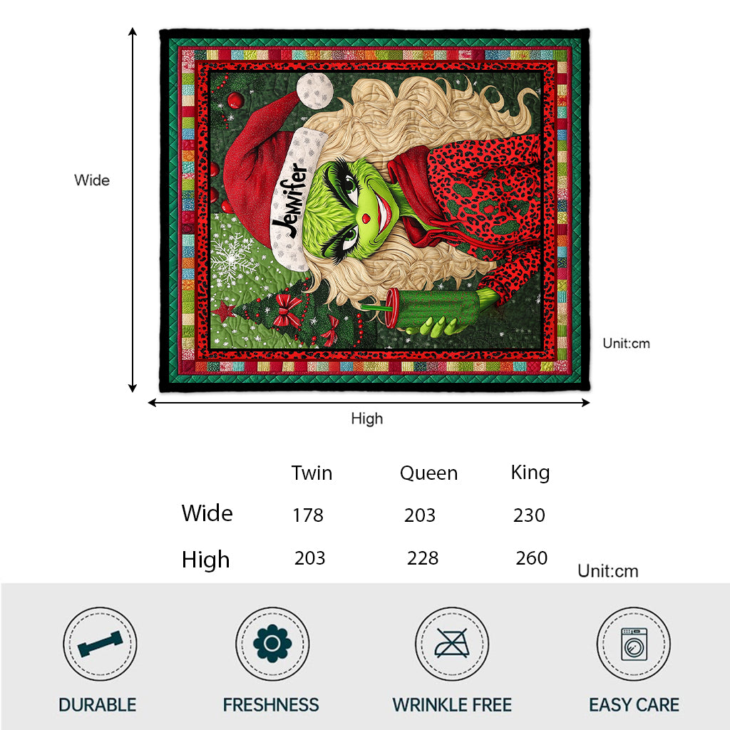 Beautiful Green Lady - Personalized Stole Christmas Quilt