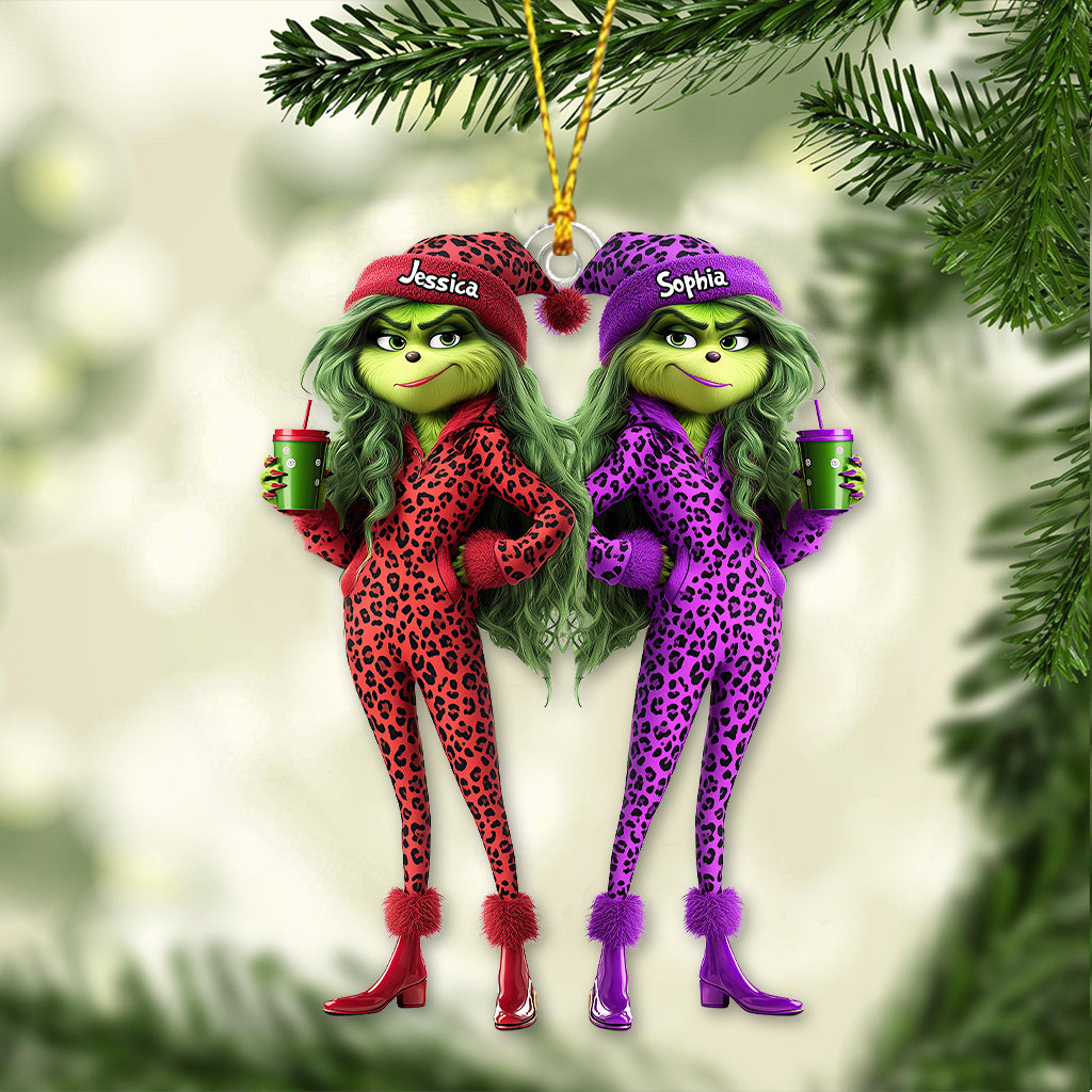 Besties Grinch Squad - Personalized Stole Christmas Transparent Ornament